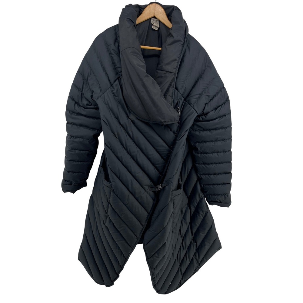 Duluth Trading Co Cold Reliable Down Poncho Black Quilted Wrap Coat Women's M/L